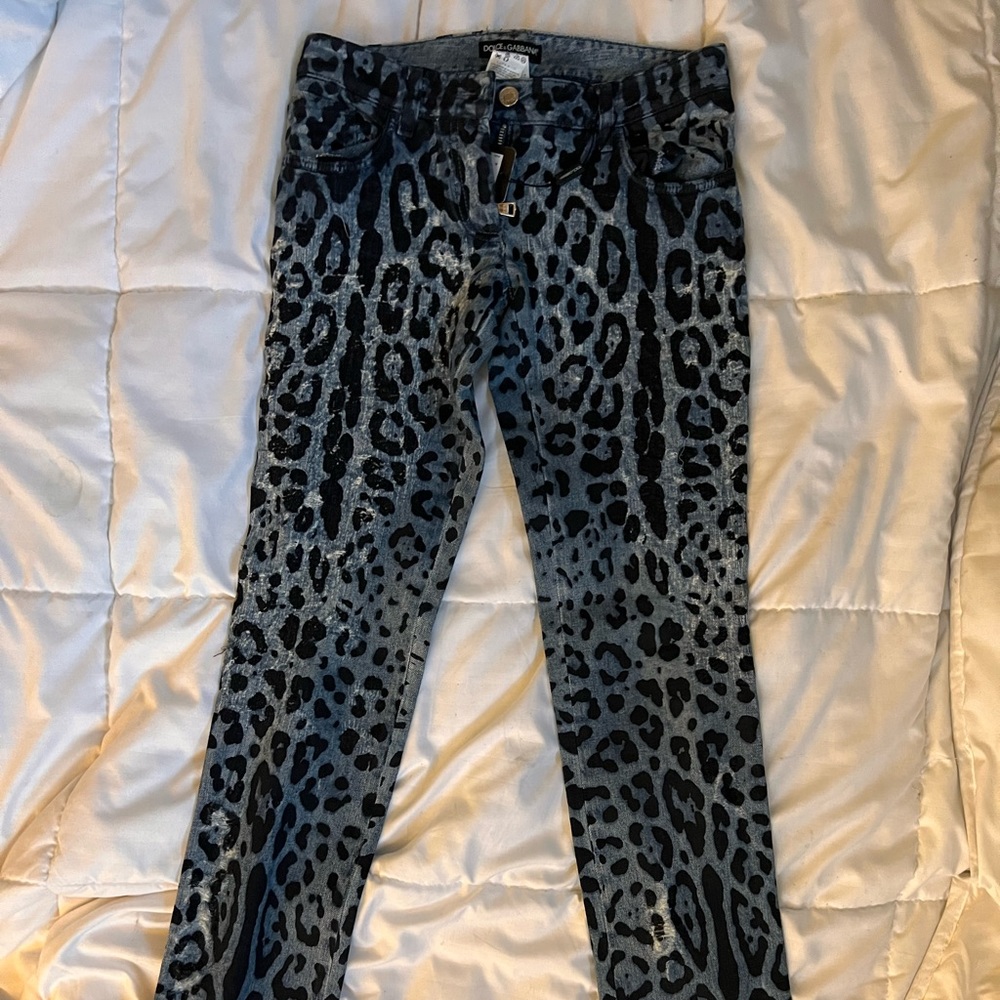 Leopard Print sz 38 Euro Dolce & Gabbana Runway Jeans - Picture 9 of 11